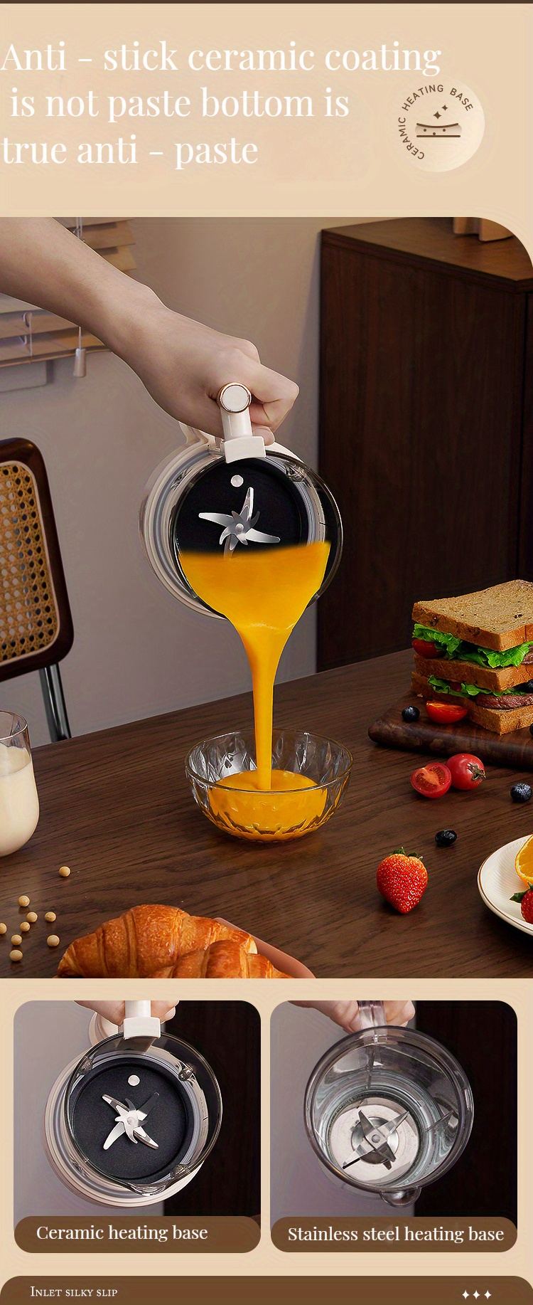 1500ml high capacity glass blender and juice maker with heating function perfect for soy milk and food supplements quiet and multi functional cooking machine with soundproof cover ideal for 2 8 people details 6