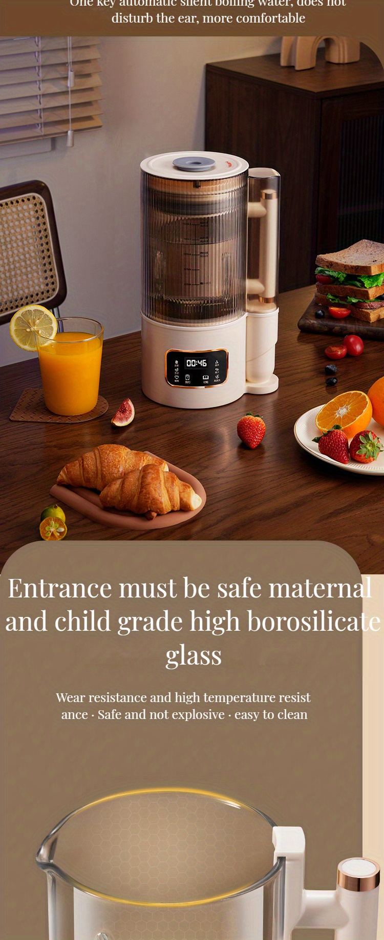 1500ml high capacity glass blender and juice maker with heating function perfect for soy milk and food supplements quiet and multi functional cooking machine with soundproof cover ideal for 2 8 people details 12