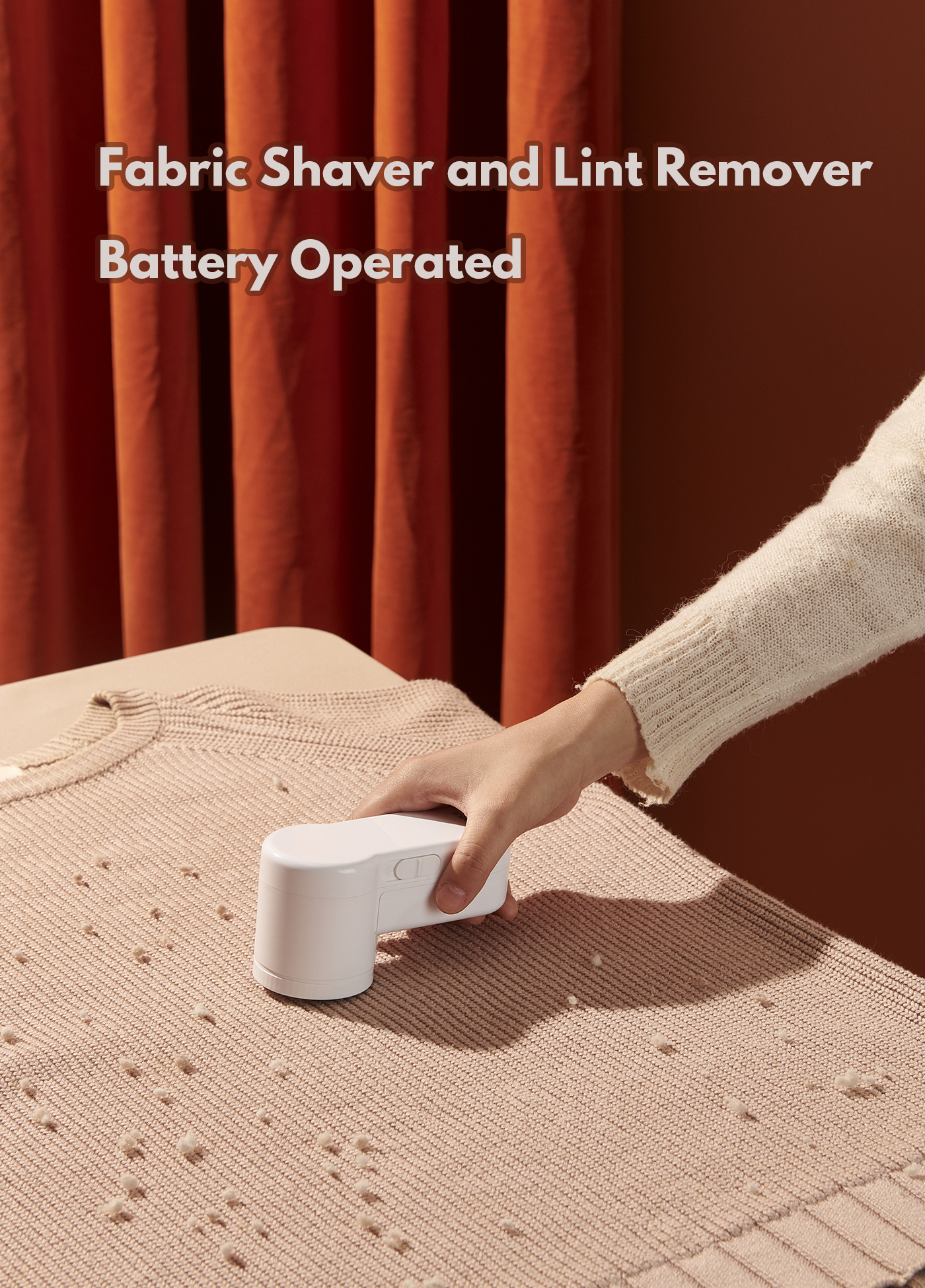 battery operated fabric shaver and lint remover sweater defuzzer for removing fuzz and pills from clothes furniture couch and blankets easy to use and portable details 0