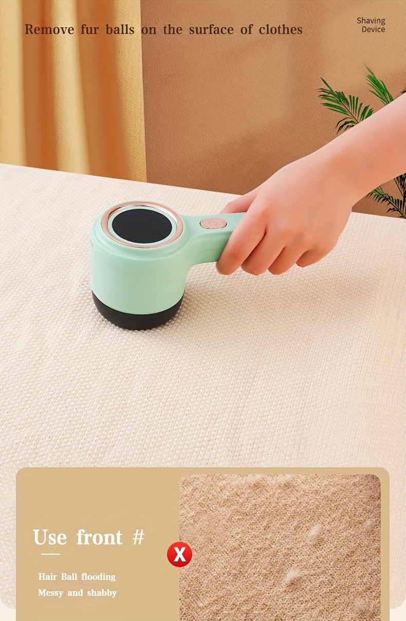 farewell poms and lint rechargeable portable electric lint remover fabric shaver rechargeable lint remover with 6 blades and static brush effectively and quickly remove lint from clothes sweaters couches blankets curtains wool cashmere details 5
