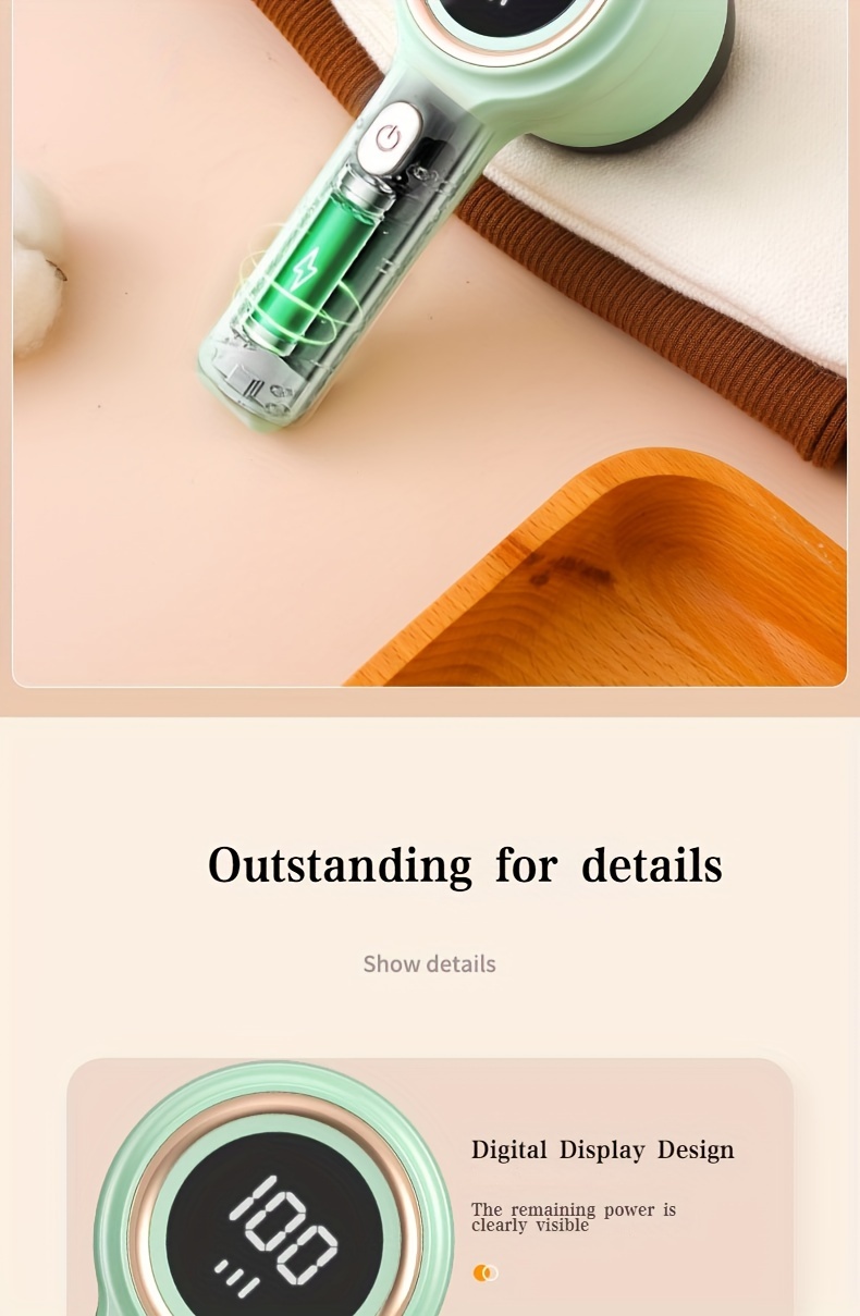fuzz remover usb charging model led display power and gear convenient fabric shaver usb rechargeable lint remover effectively and quickly remove the shavings on clothes sweaters sofas blankets curtains wool cashmere details 16