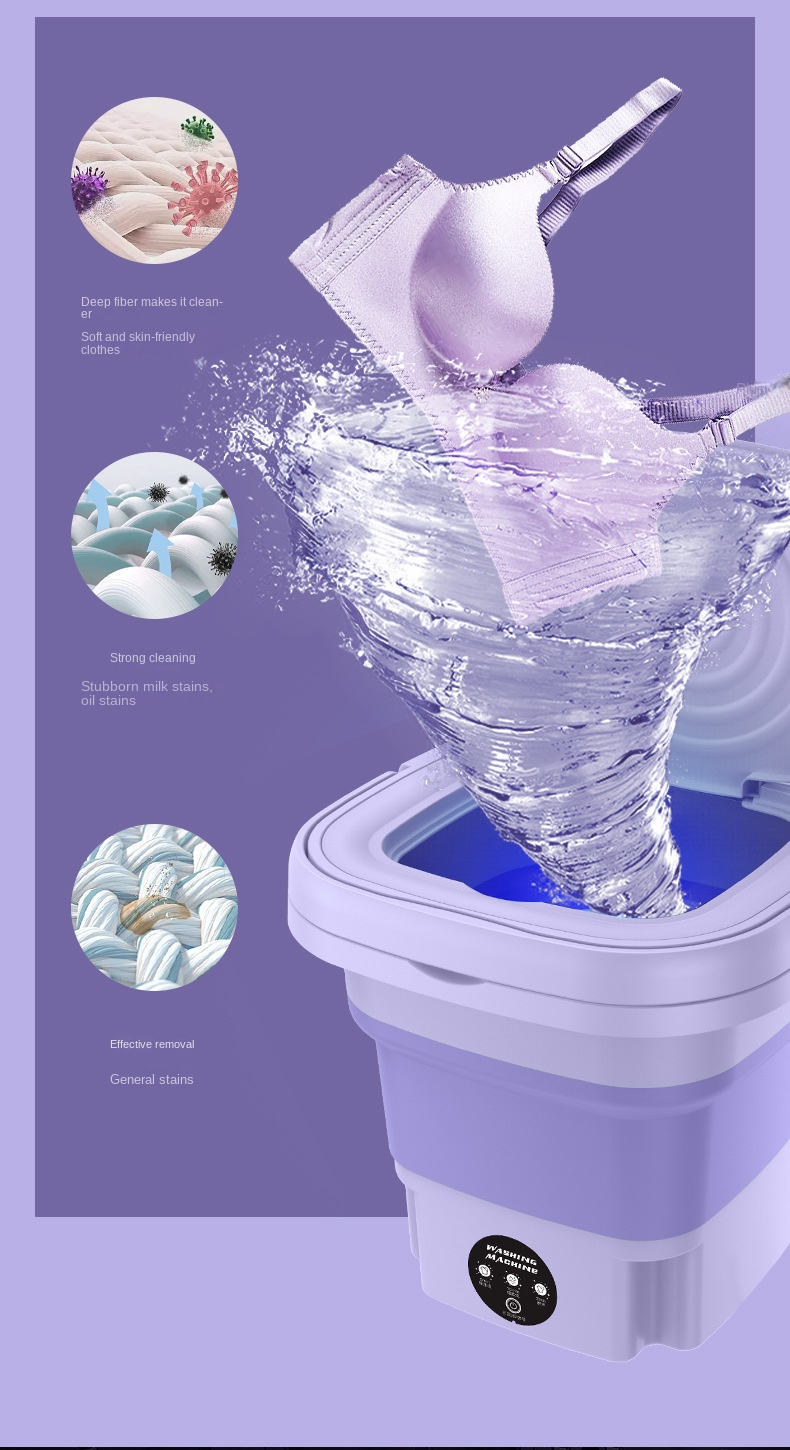 foldable portable washing machine, foldable portable washing machine with 8l large capacity 3 deep cleaning modes soft spin dry for underwear socks baby clothes towels and travel half automatic mini washer details 9