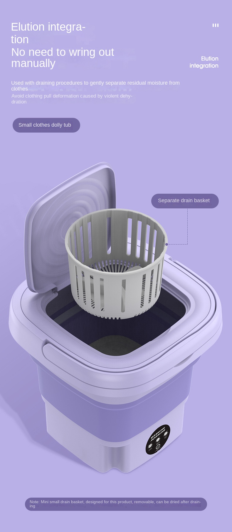 foldable portable washing machine, foldable portable washing machine with 8l large capacity 3 deep cleaning modes soft spin dry for underwear socks baby clothes towels and travel half automatic mini washer details 12