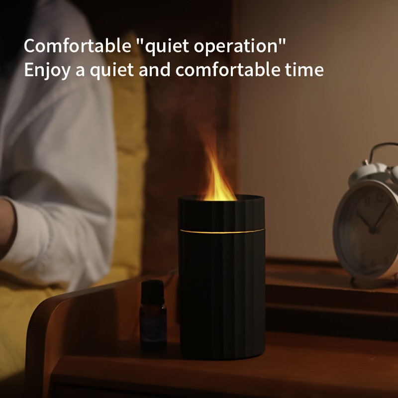 1pc 7 colors Flame Simulation Ultrasonic Humidifier with Aromatherapy and Lighting - USB Powered Essential Oil Diffuser for Bedroom and Travel, USB Flame Aromatherapy Humidifier details 1