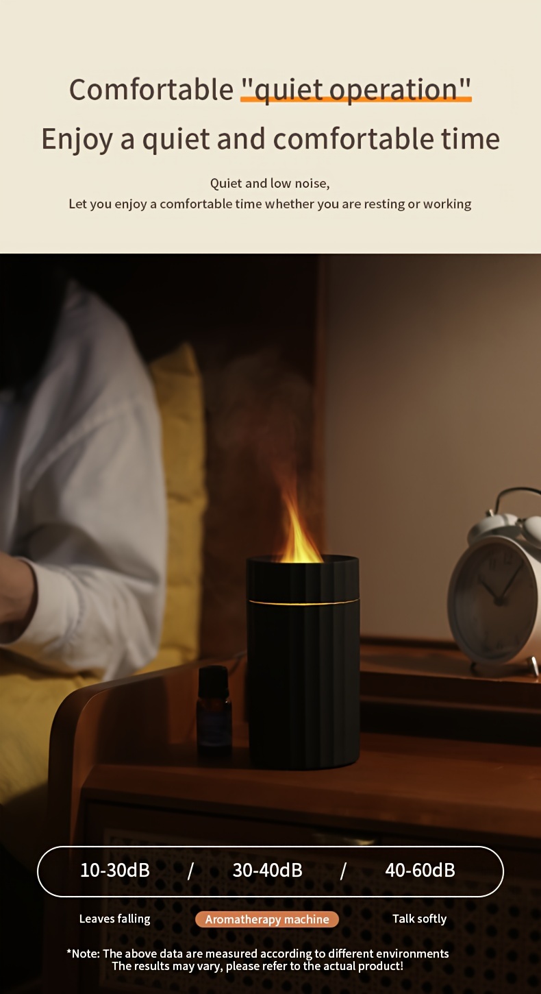 1pc 7 colors Flame Simulation Ultrasonic Humidifier with Aromatherapy and Lighting - USB Powered Essential Oil Diffuser for Bedroom and Travel, USB Flame Aromatherapy Humidifier details 8