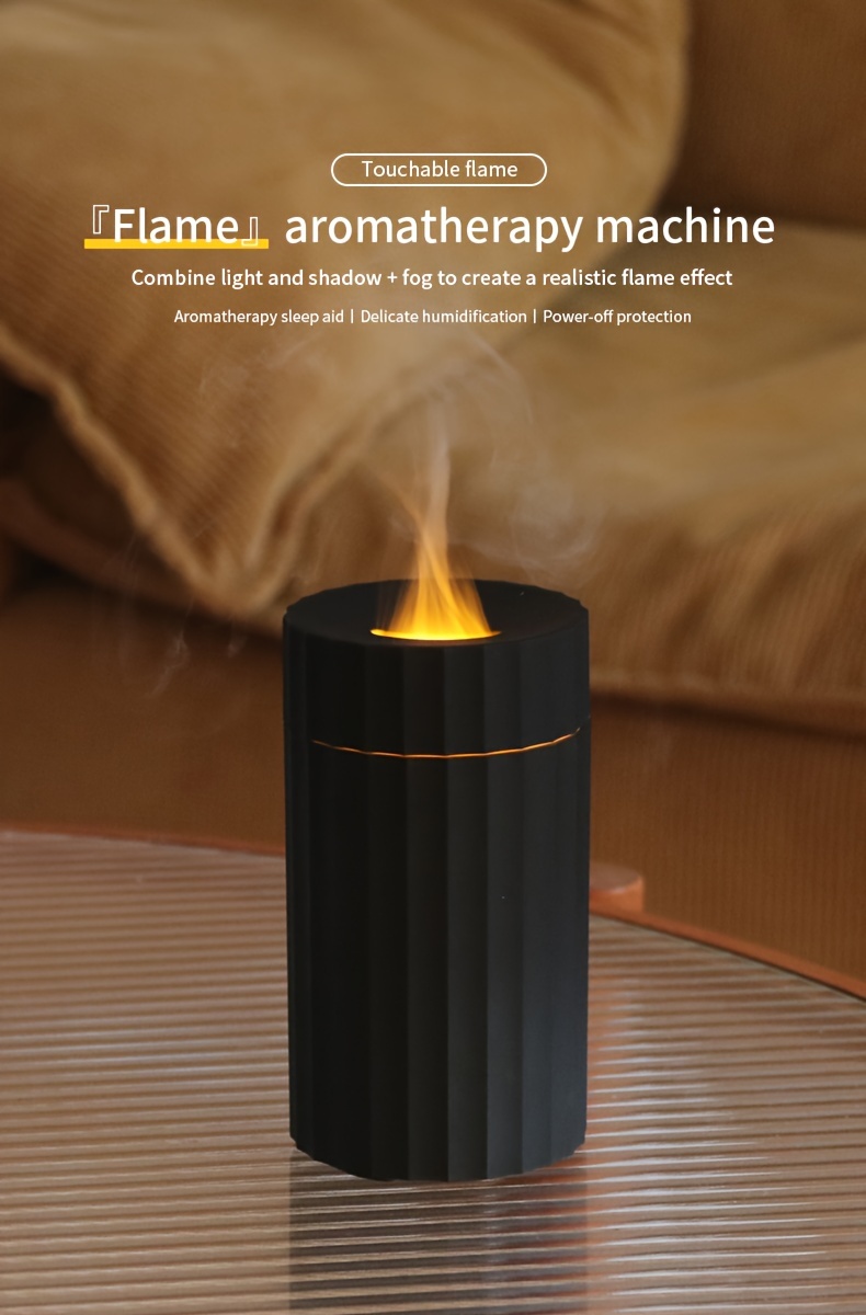 1pc 7 colors Flame Simulation Ultrasonic Humidifier with Aromatherapy and Lighting - USB Powered Essential Oil Diffuser for Bedroom and Travel, USB Flame Aromatherapy Humidifier details 9