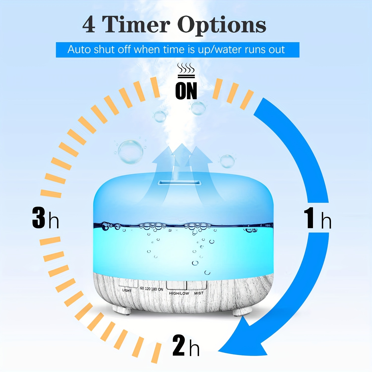 500ml aromatherapy oil diffuser 5v 2a usb powered wood grain color essential oil aroma diffuser auto shut off when water use out with remote control for home office bedroom details 2