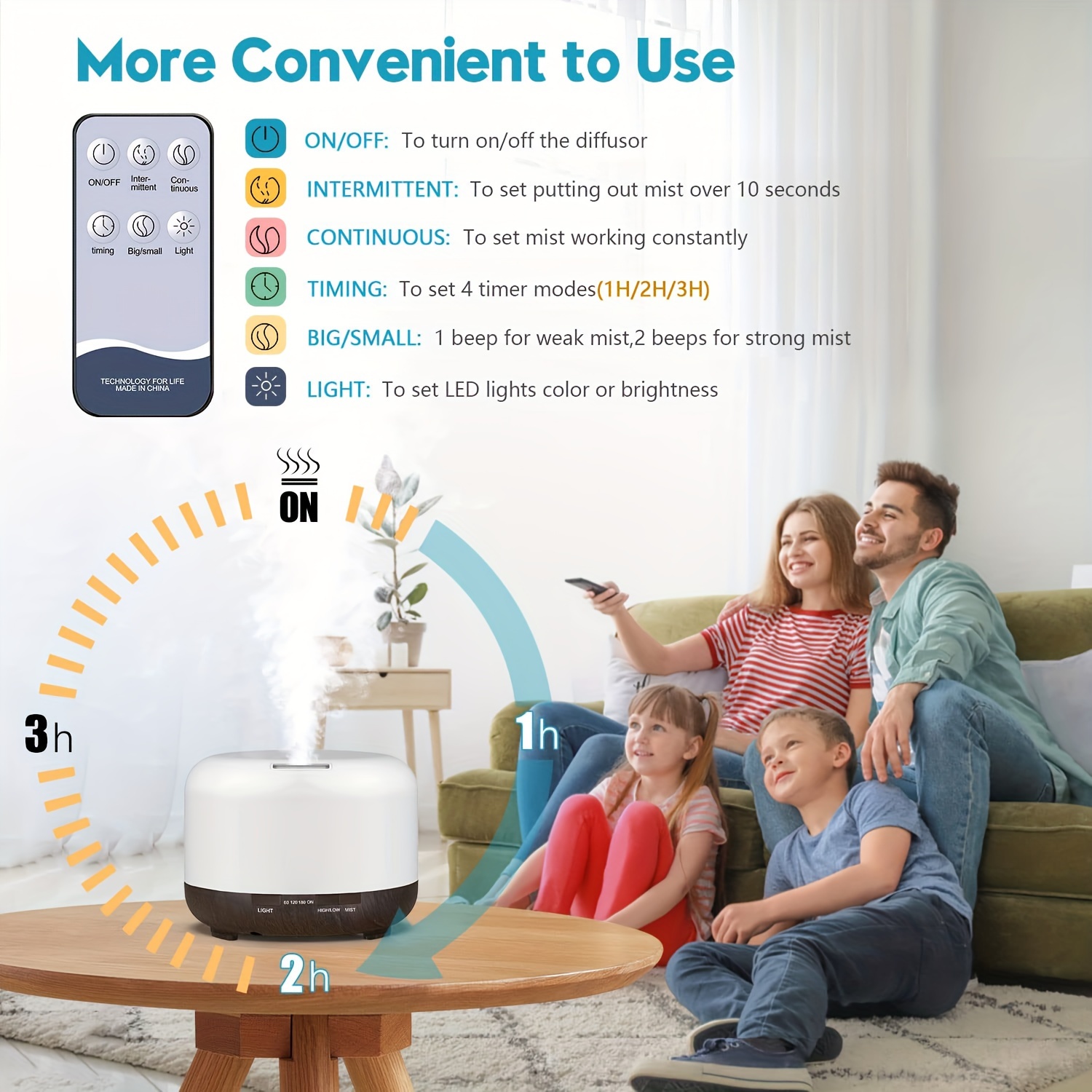 500ml aromatherapy oil diffuser 5v 2a usb powered wood grain color essential oil aroma diffuser auto shut off when water use out with remote control for home office bedroom details 3