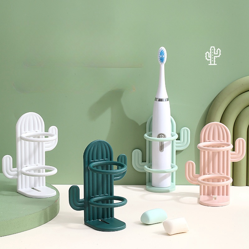 1pc Cactus Toothbrush Holder Shaver Drain Storage Rack Electronic Toothbrush Holder Wall Mounted Bathroom Self Adhesive Toothbrush Holder For Wall Bathroom details 2