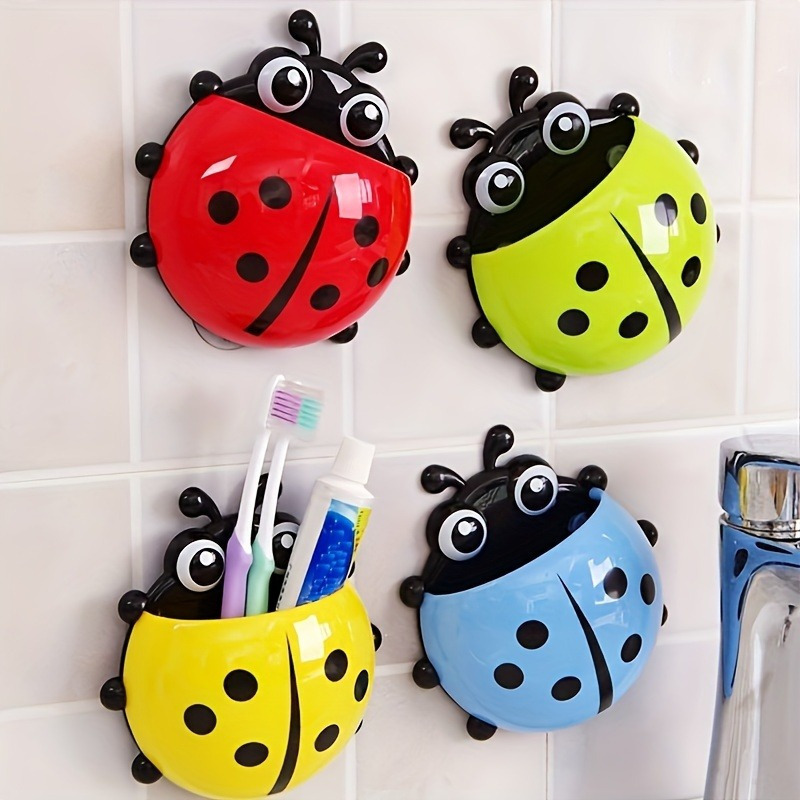 animal insect toothbrush holder, 1pc ladybug animal insect toothbrush holder bathroom cartoon toothbrush toothpaste wall suction holder rack container organizer cartoon seven star ladybird creative powerful suction cup toothbrush box toothpaste holder removable wall hanging shelf details 2