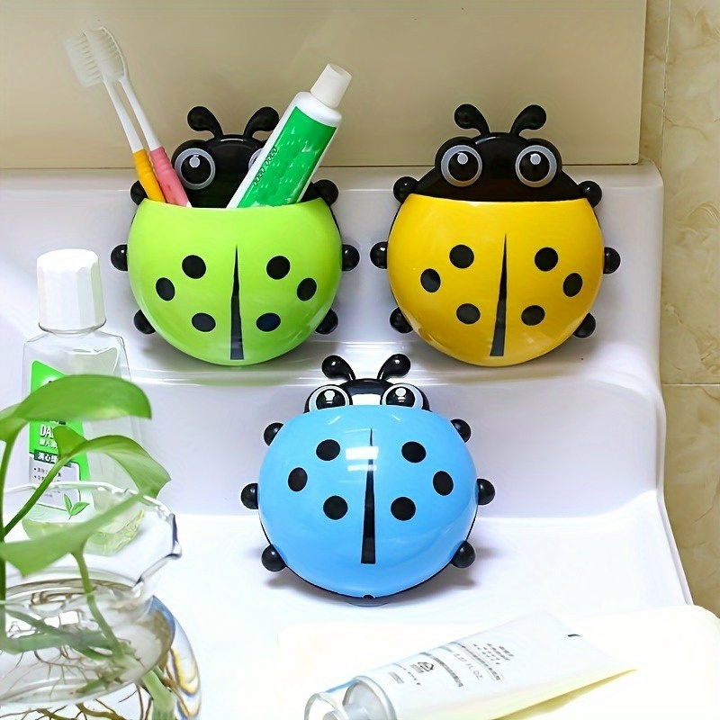animal insect toothbrush holder, 1pc ladybug animal insect toothbrush holder bathroom cartoon toothbrush toothpaste wall suction holder rack container organizer cartoon seven star ladybird creative powerful suction cup toothbrush box toothpaste holder removable wall hanging shelf details 3