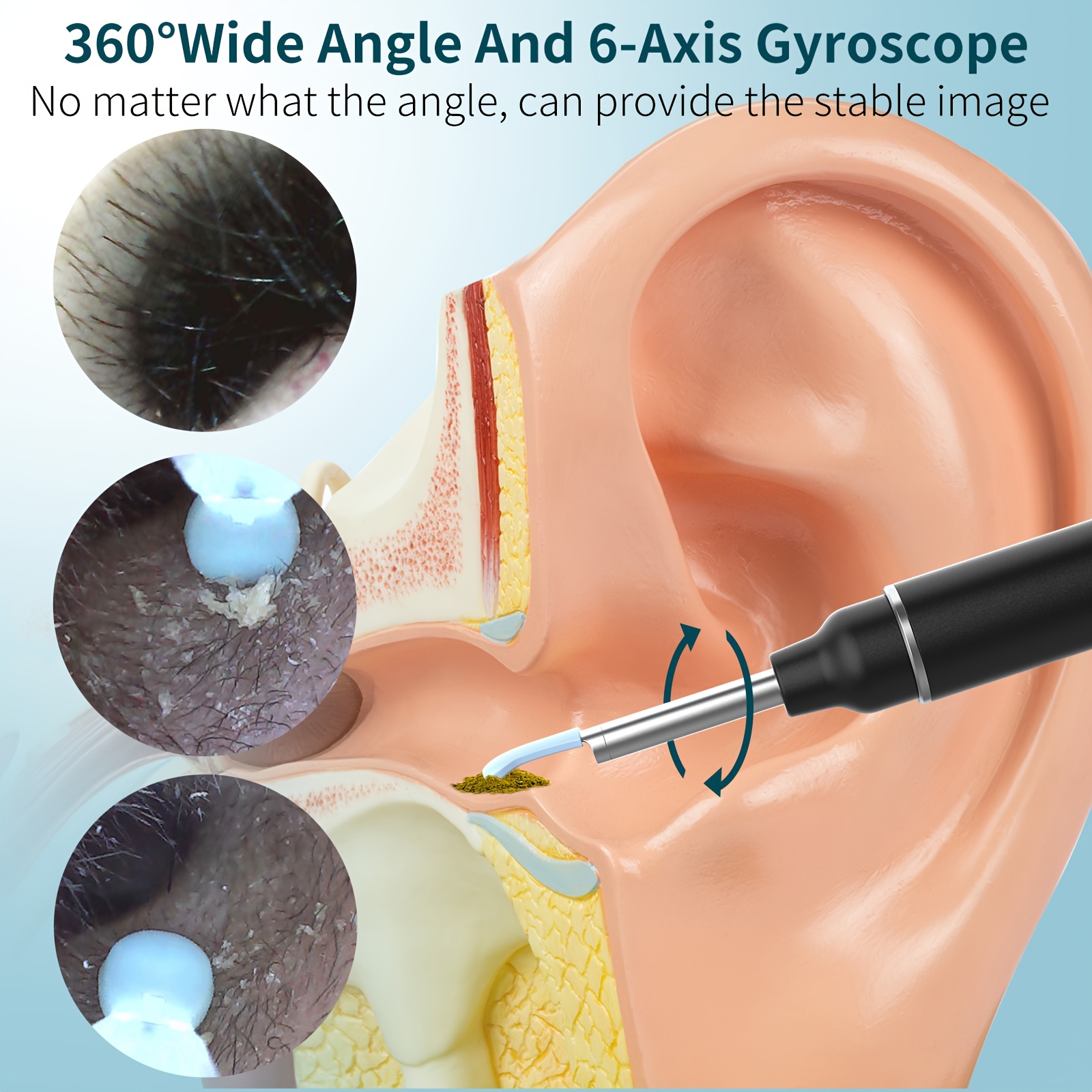 wifi otoscope ear camera waterproof camera elimination spoon usb otoscope ear cleaner ear wax removal tool suitable endoscope for android iphone phones and ipad details 6