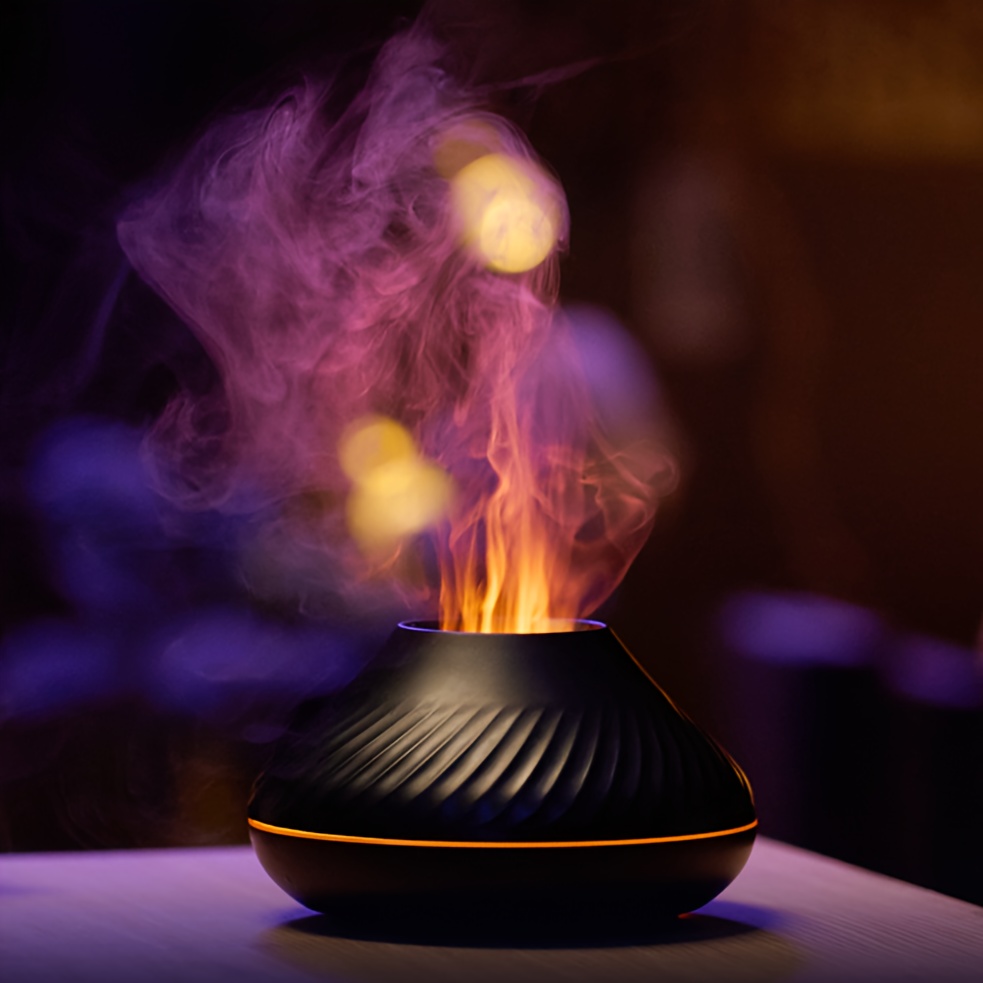 new flame light aromatherapy humidifier ultrasonic spray fragrance replenishment expansion fragrance machine essential oil humidifier aromatherapy machine candle 7 color atmosphere light details 0
