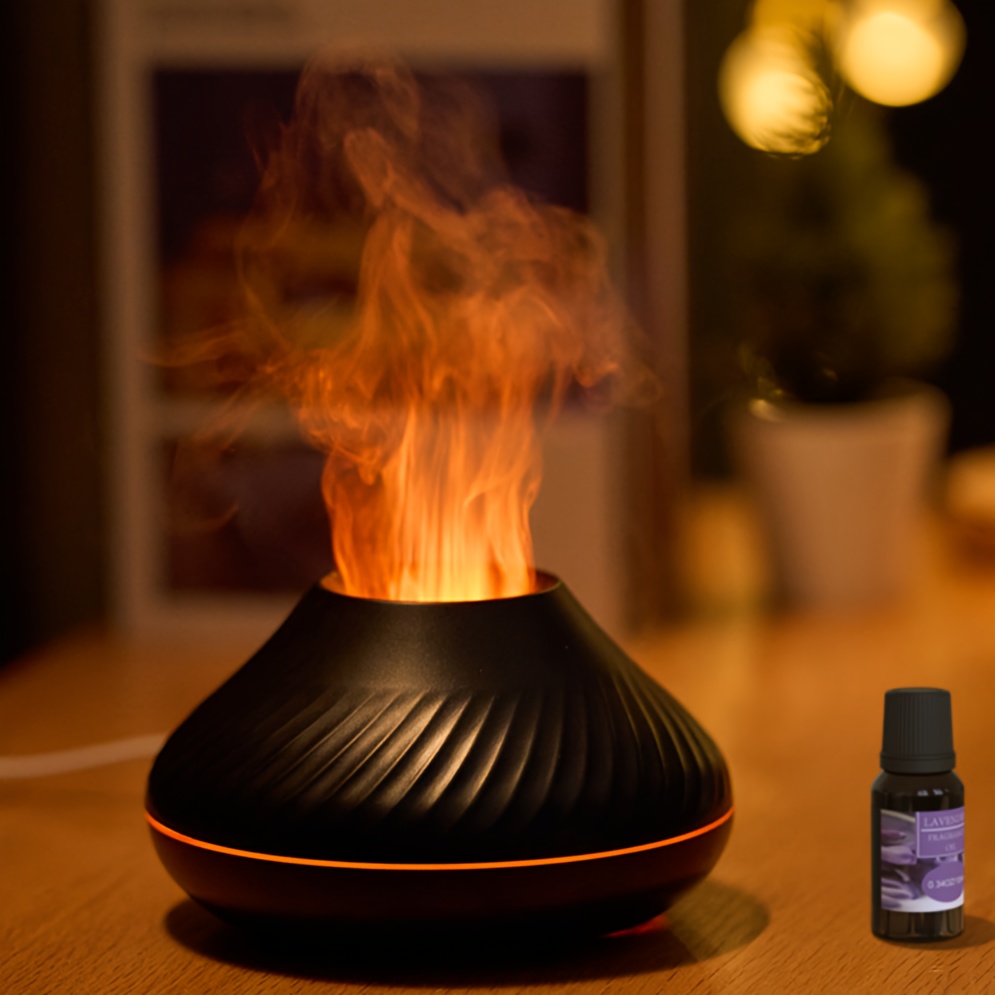 new flame light aromatherapy humidifier ultrasonic spray fragrance replenishment expansion fragrance machine essential oil humidifier aromatherapy machine candle 7 color atmosphere light details 1