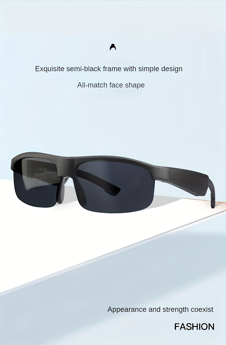 smart wireless v5 3 sunglasses multifunctional glasses wireless calls music playback outdoor sports tws headphones rechargeable hifi sound quality hd lenses touch control long battery life waterproof sun protection and uv protection details 1