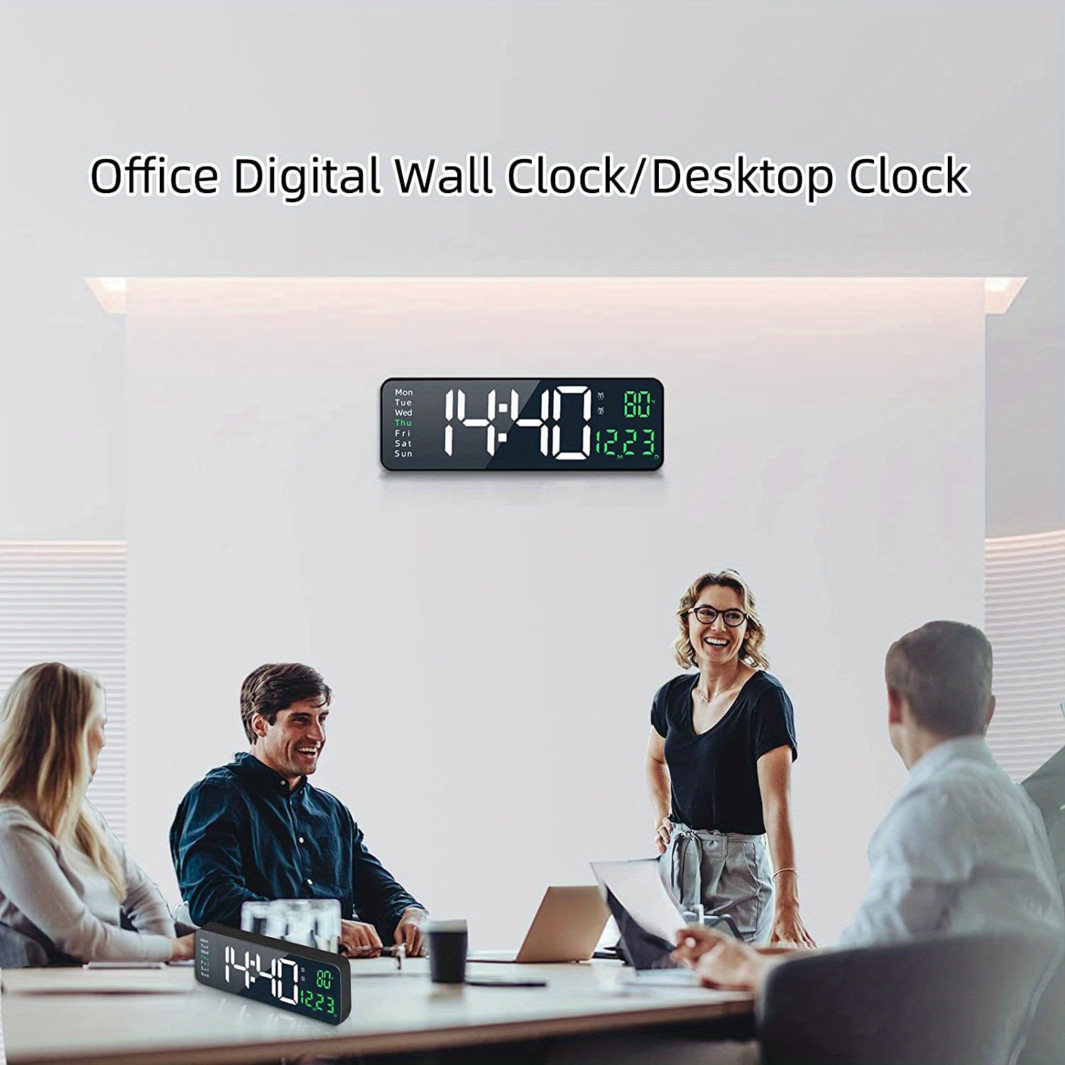 digital wall clock large display 16 large wall clocks with remote control for living room gym shop warehouse office garage decor auto brightness dimmer reloj de pared with date week temp details 7