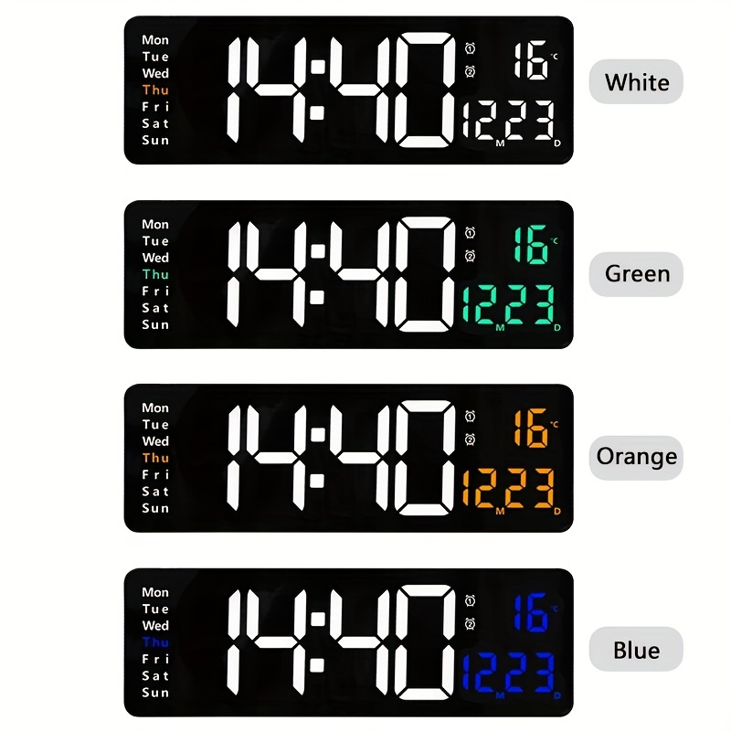 digital wall clock large display 16 large wall clocks with remote control for living room gym shop warehouse office garage decor auto brightness dimmer reloj de pared with date week temp details 9