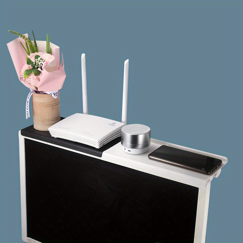 1pc computer tv screen shelf display stand shelf wireless router set top box shelf storage holder adjustable router remote control storage shelf tv display organizer home details 1