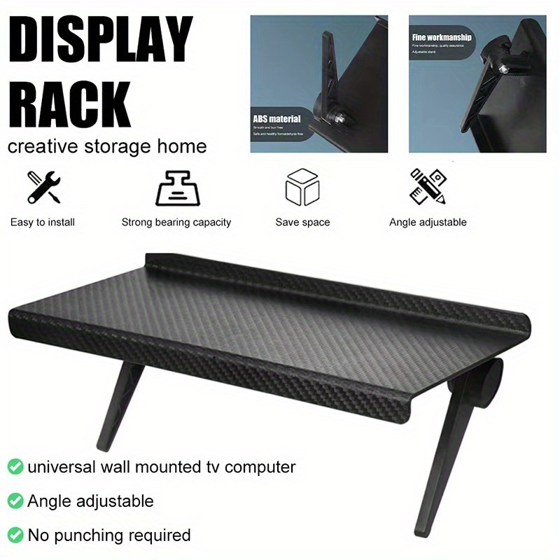 1pc computer tv screen shelf display stand shelf wireless router set top box shelf storage holder adjustable router remote control storage shelf tv display organizer home details 2