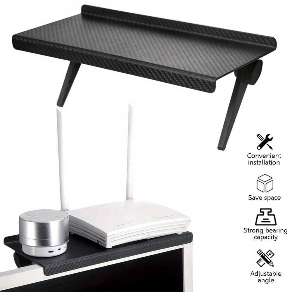1pc computer tv screen shelf display stand shelf wireless router set top box shelf storage holder adjustable router remote control storage shelf tv display organizer home details 4