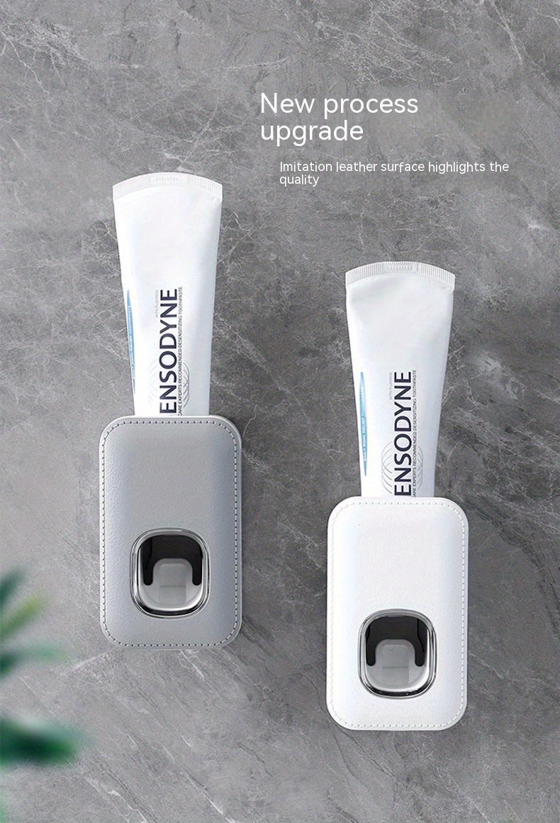 1pc toothpaste dispenser wall mount for bathroom automatic toothpaste squeezer grey black white details 1