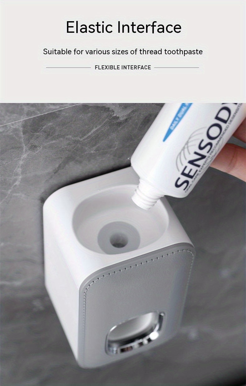 1pc toothpaste dispenser wall mount for bathroom automatic toothpaste squeezer grey black white details 6