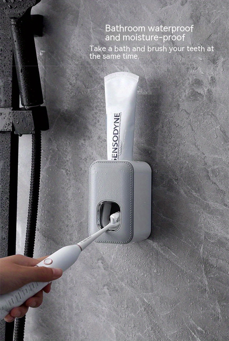 1pc toothpaste dispenser wall mount for bathroom automatic toothpaste squeezer grey black white details 8