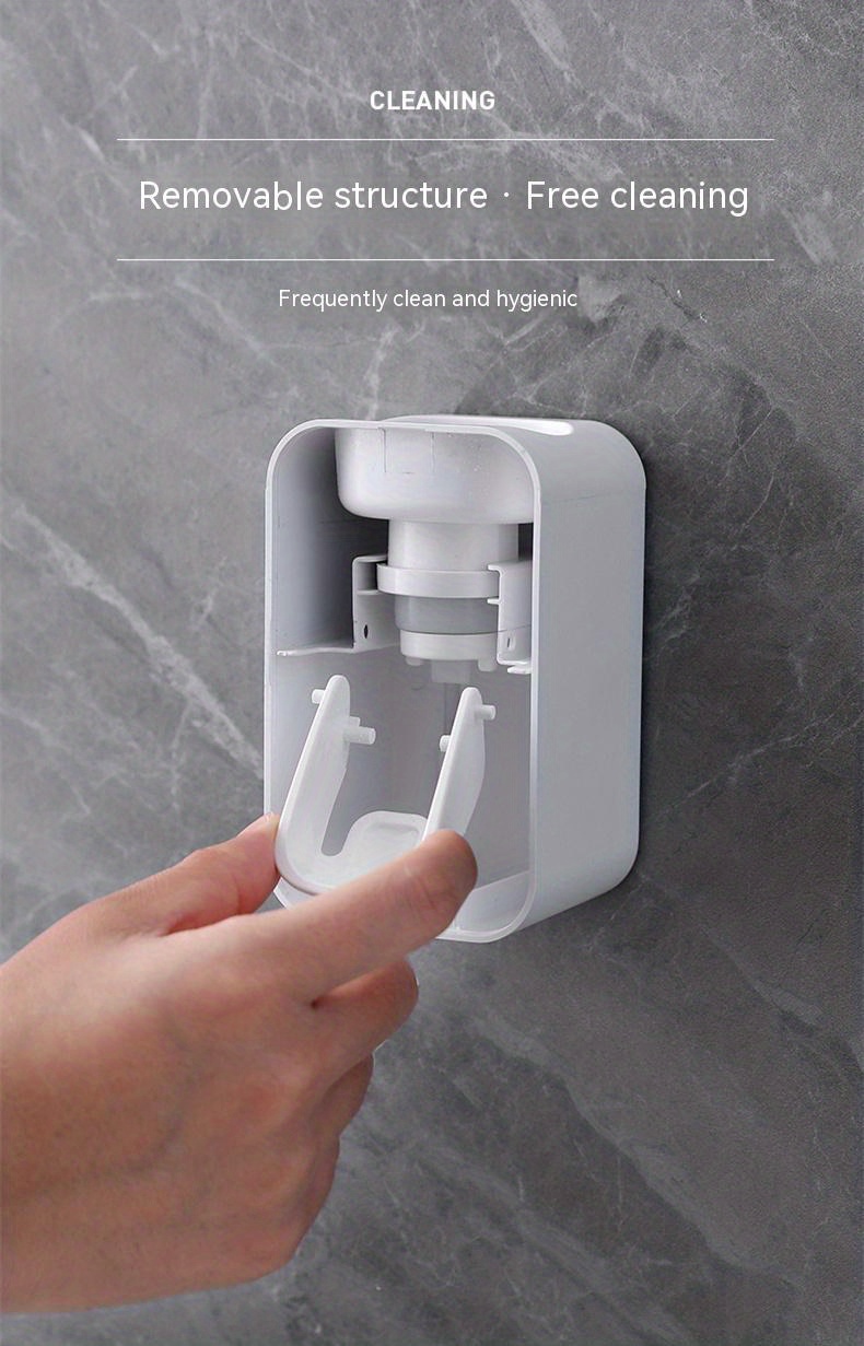 1pc toothpaste dispenser wall mount for bathroom automatic toothpaste squeezer grey black white details 9