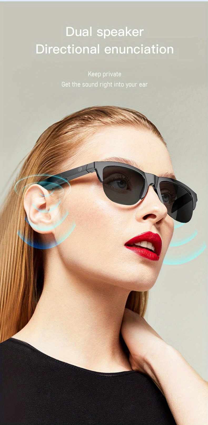 wireless 5 0 smart glasses headphones outdoor sports music calls and anti blu ray protection details 10