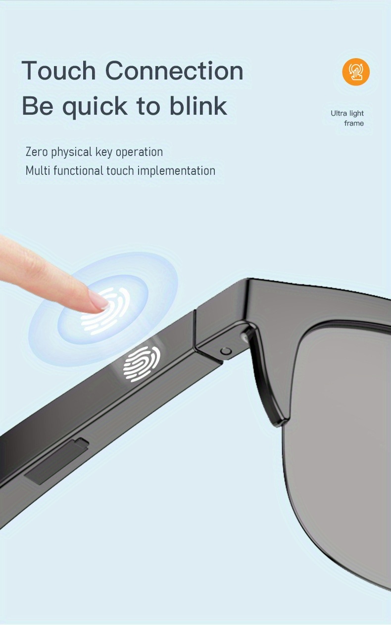 wireless 5 0 smart glasses headphones outdoor sports music calls and anti blu ray protection details 11