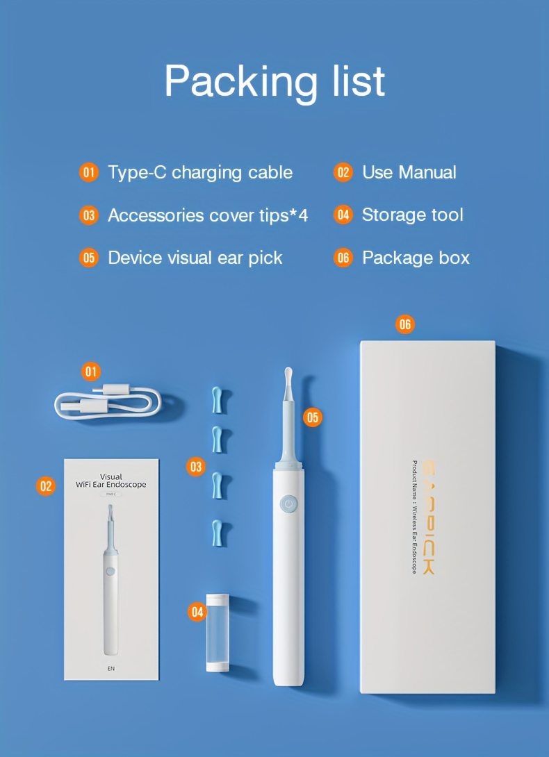 ear wax removal waterproof ear wax cleaner with camera 6 led lights wifi ear cleaning kit otoscope with light compatible with iphone ipad android smartphones details 12
